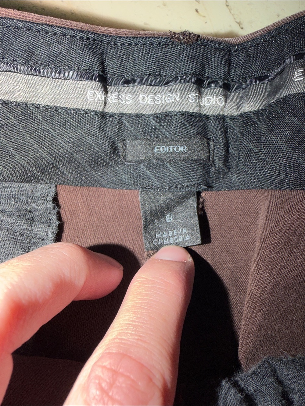 Express Design Studio Editor Vintage Boot Cut Trousers in Dark Brown 04' Cotton - Picture 2 of 7